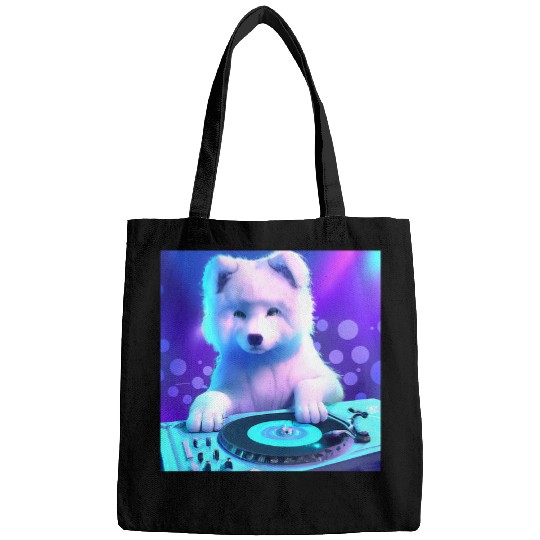 Dog Samoyed Vaporwave DJ Dog Aesthetic Women Boys Girls Bags