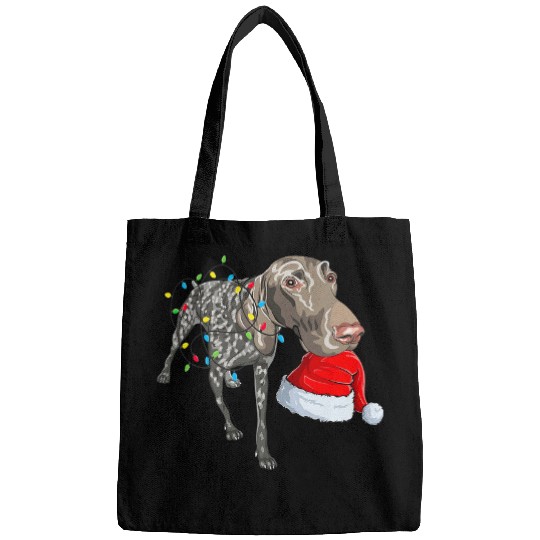 Dog German Shorthaired Pointer Lights Christmas GSP Dog Lover Bags