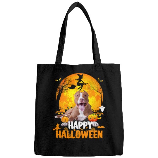 Bully Happy Halloween Day With the Moon And Pumpkin 403 Pitbull Dog Bags