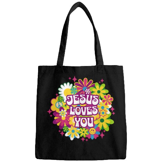 Christian Jesus Loves You in Retro 1960s Design Christ Bags