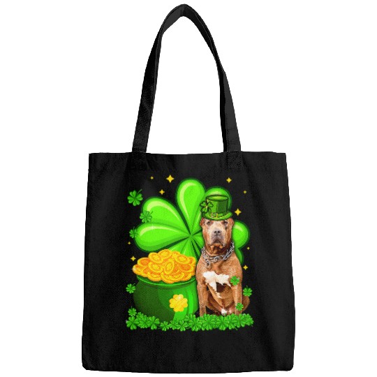 Bully Dog St Patricks Day Pitbull Shamrock Pet Dog Lover 60 Pitbull Dog Bags