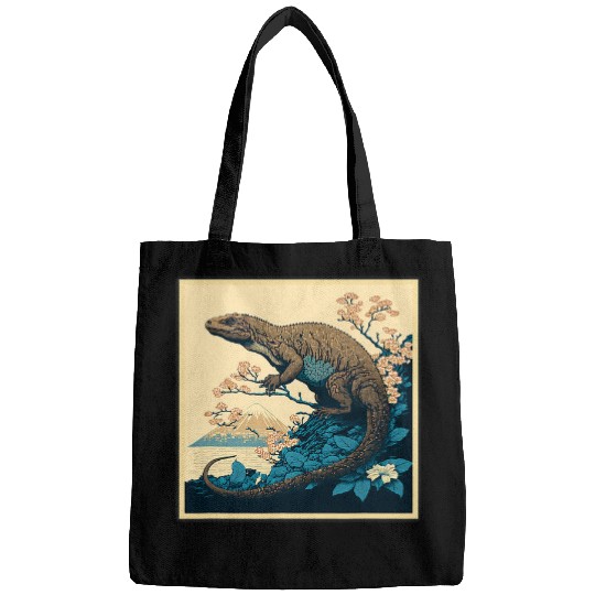 Dragons Surrealism Japanese Painting Komodo Dragon Bags