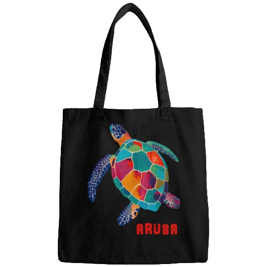Aruba Tribal Sea Turtle Illustration Caribbean Vintage Bags