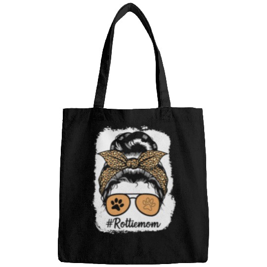 Dog Rottweiler Rottie Rottweiler Dog Mom Bleached Messy Hair Bun Leopard Bags
