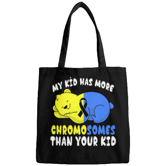 Blue Yellow Ribbon Animal Cute Bear Down Syndromes Awareness Bags