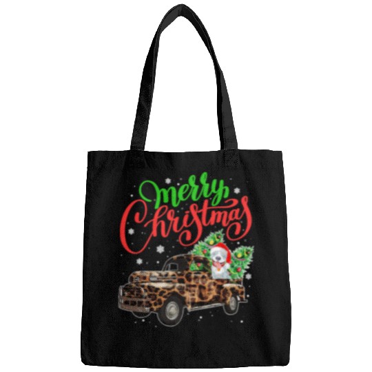 Bully Dog vintages Leopard Truck Christmas Pajamas Pitbull xmass Tree 267 Pitbull Dog Bags