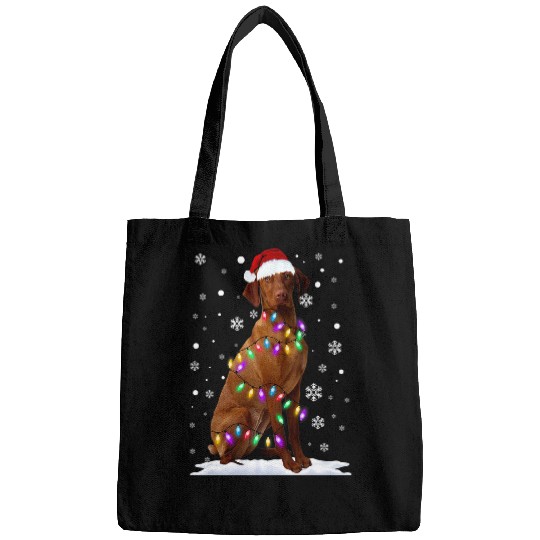 Dog Vizsla Christmas Tree Light Pajama Dog Lover Xmas Bags