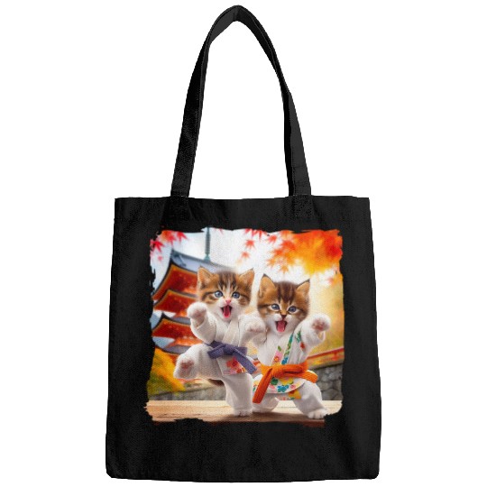 Karate kittens karategi autumn Japanese temple martial arts Bags