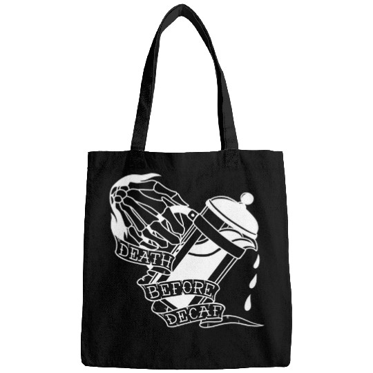 Death Before Decaf Tattoo art style Coffee Bags