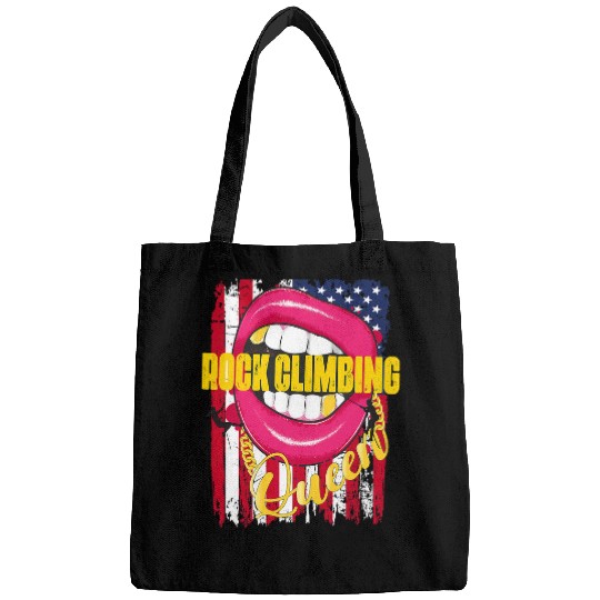Climbing Climber USA Rock climbing Queen Lips Golden Necklace Rock climbing Climb Bags