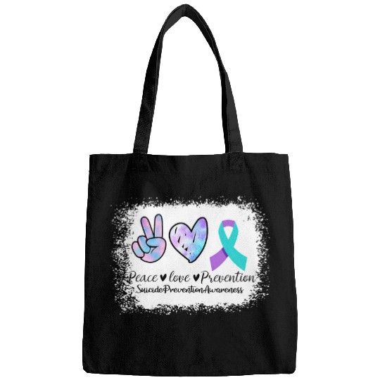 Bleached September Peace Love Prevention suicides Prevention Bags