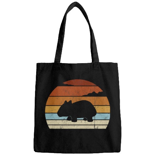 8os Retro Australian Marsupial Cute Wombat Silhouette Bags