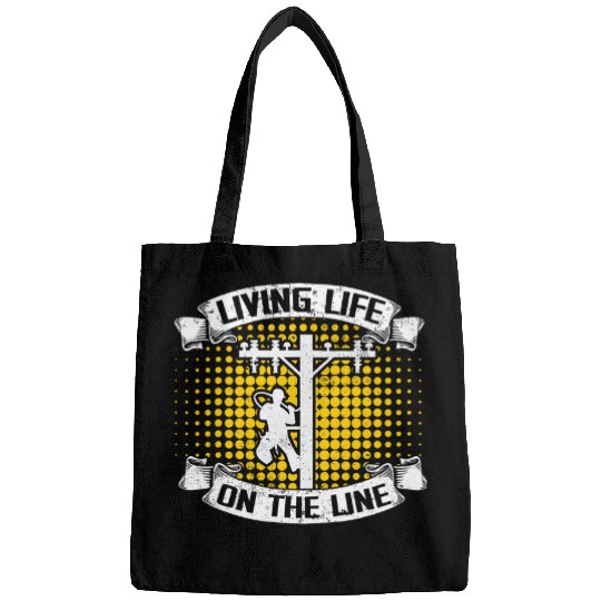Lineman Living Life On The Line Lineworker Powerline Bags