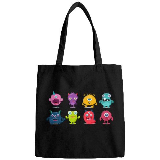 Funny Happy Halloween Vector Monster Colorful Illustration Bags