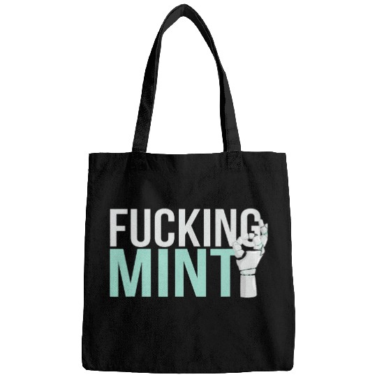 Fucking Mint Ok Robot Hand Illustration Image Funny Bags