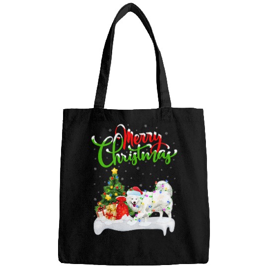 Dog Samoyed xmass Decorations Santa Samoyed Dog Christmas Bags