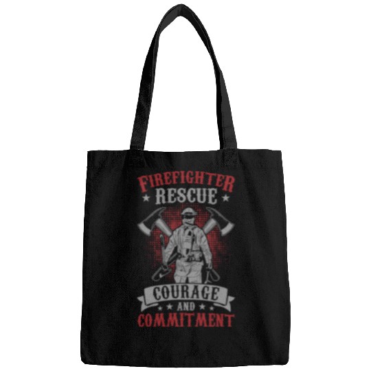 Fireman Firefighter Mens Cool Firefighter Rescue Courage Commitment Hero 53 Firemen Bags