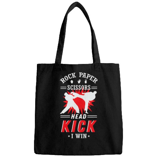 Rock Paper Scissors Head Kick I Win Funny Taekwondo Lover Bags