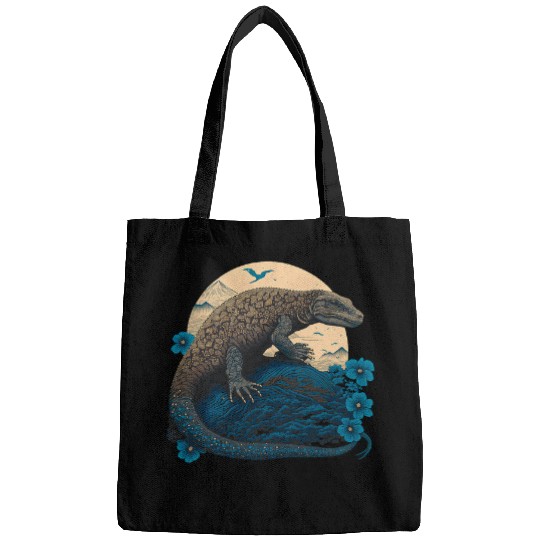 Dragons Surrealism Japanese Painting Komodo Dragon 1 Bags