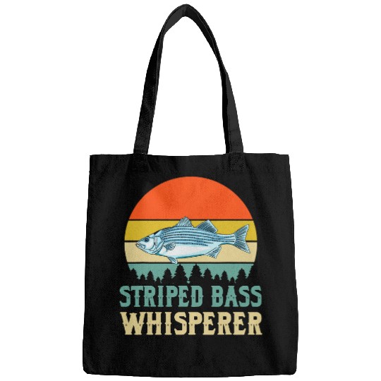 Fishing Funny Striped Bass Whisperer Apparel Fishing Saltwater Fish Fisher Bags