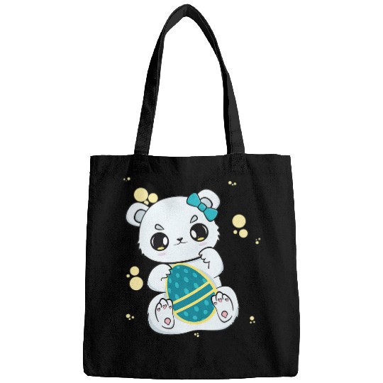 Funny Bear Easter Day Cute Polar Bear With Egg Hunt Spring Anime Cute Bears Bags