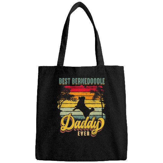 bests Bernedoodle Daddy Ever Dad Dog Lover Retro Vintage Bags
