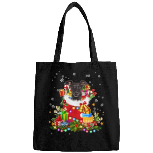 Dog Grayhound Greyhound Dog Christmas Tree Lights Pajamas xmass Matching Bags