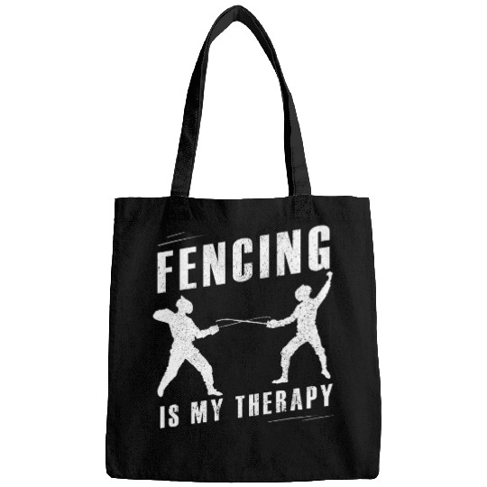 Fencing vintages funny illustration FENCING IS my therapy Bags