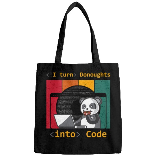 Funny Bear web software developer doughnuts donuts lover panda coding Cute Bears Bags