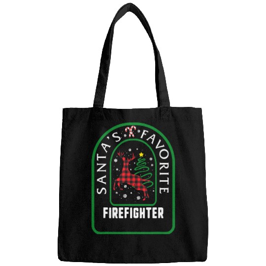 Fireman Firefighter Santa Favorite Firefighter Christmas Ugly Sweater 202 Firemen Bags