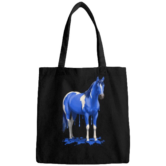 Funny Royal Blue Pinto Dripping Wet Paint Horse Bags