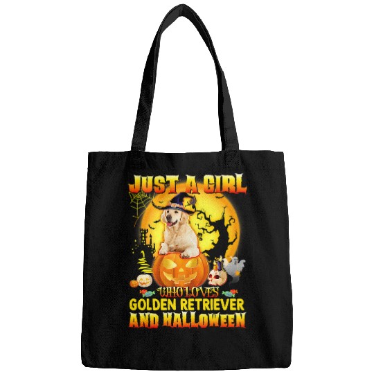Goldie Just A Girl Who Loves Golden Retriever Hat Witch Halloween 346 Golden Retriever Dog Bags