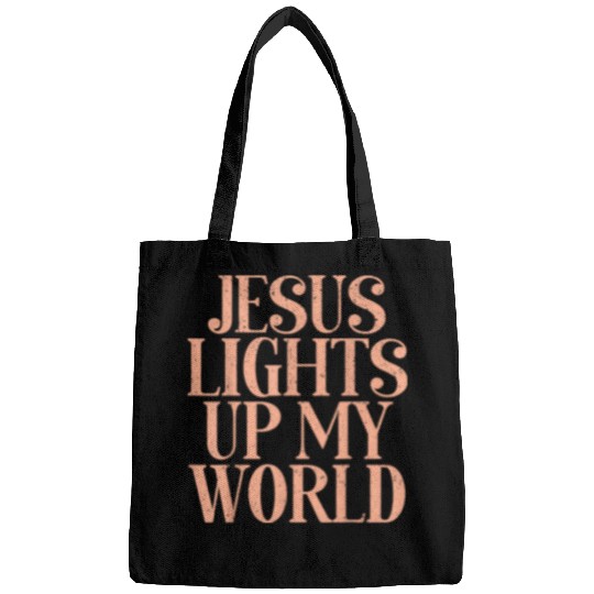 Christian vintages Jesus Lights Up My World Christian Typography Christ Bags