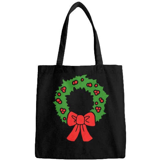 Christmas wreath tees wreath arts holiday wreath Bags