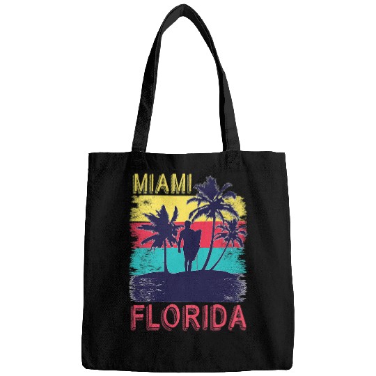 Surf Life Retro Summer Surfing South Beach Tropical Miami Florida Bags
