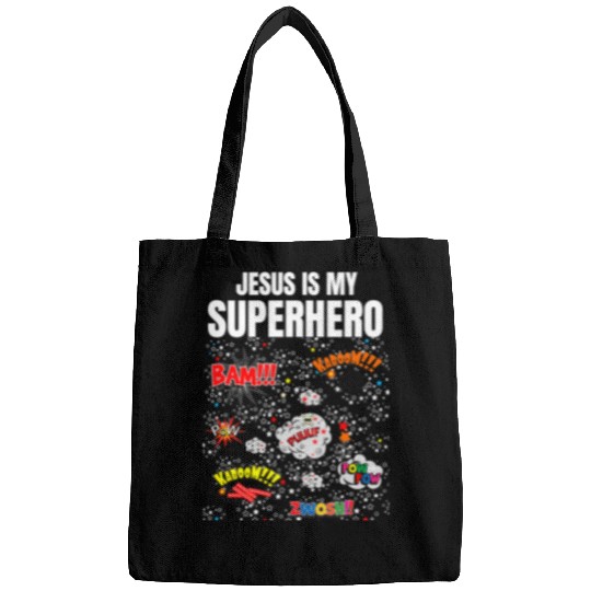 Christian Jesus Christ Christian Jesus is My Superhero Funny Christian Superhero Jesus 276 Bible Verse Christ Bags