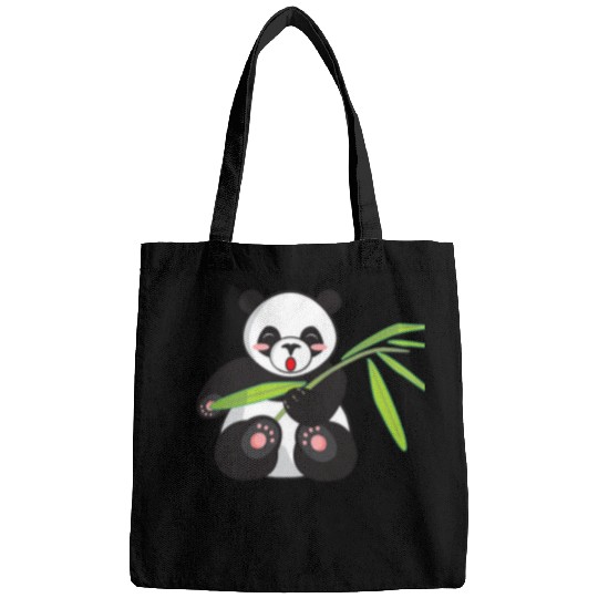 Funny Bear Panda Tee Cute Panda Eats Bambus Panda Cute Bears Bags