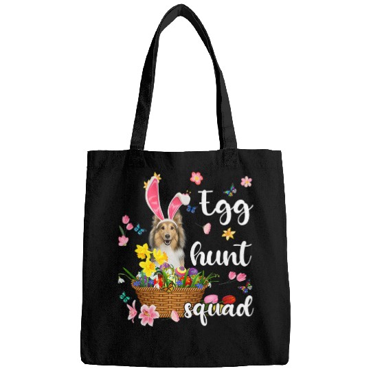 Dog Shetland Sheepdog Happy Easter Day Easter Colorful Egg Hunt Bags