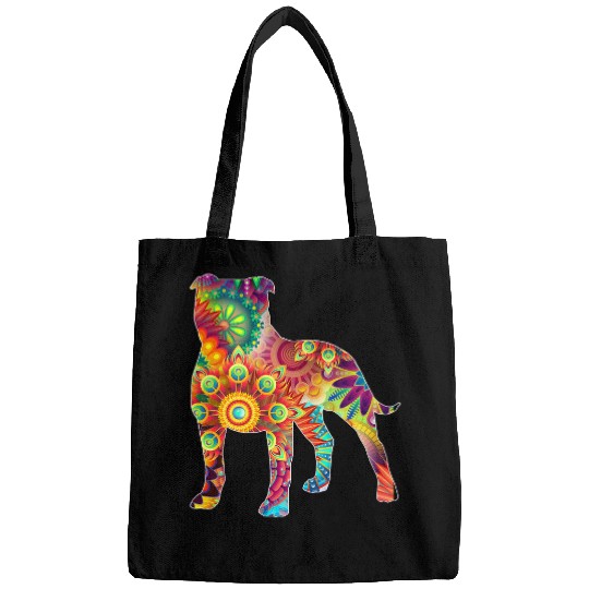 Dog Staffordshire psychedelics Trippy American Staffordshire Bull Terrier Lover Bags