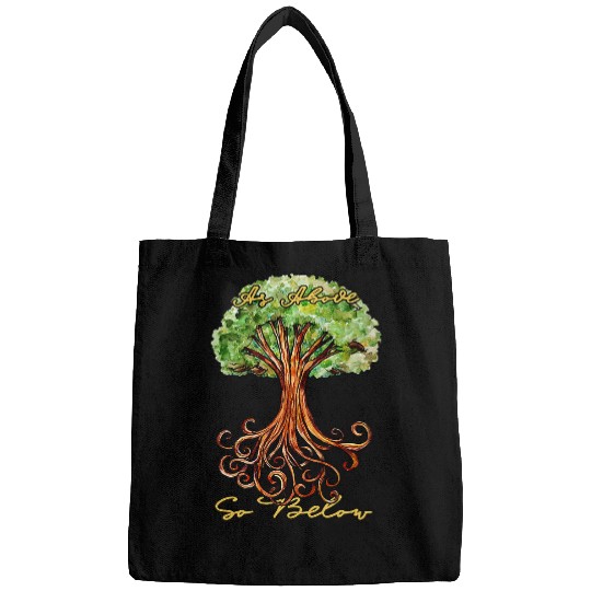 As Above so Below druid art tree of life Bags
