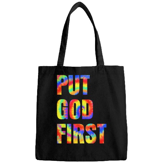 Christian Put God First Tie Dye Rainbow Faith Jesus Christian Christ Bags