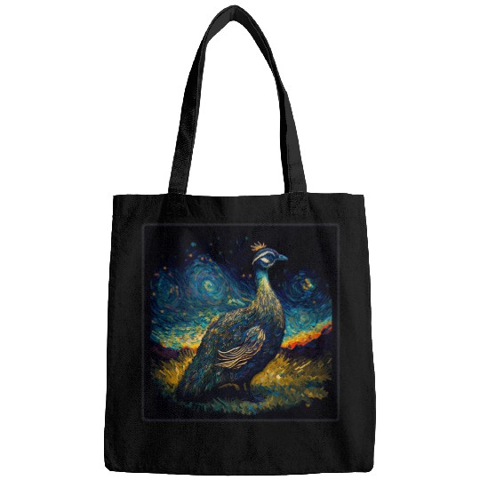 Surrealism Starry Night Peahen Bags