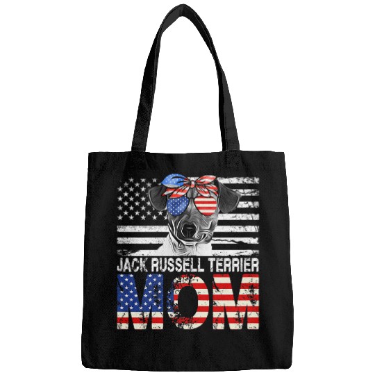 Dog Jack Russell Womens Cool Jack Russell Terrier Mom USA Flag Patriotic Mothers Day Bags