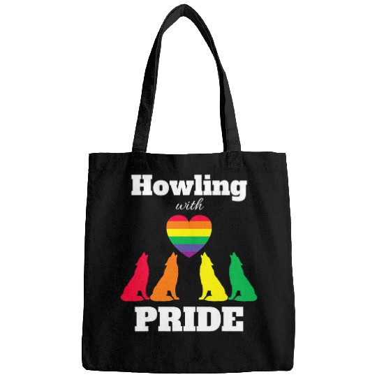 LGBT Pride Gay Pride LGBTQIA wolfs Canis Lupus Lovers Howling With Pride Bags