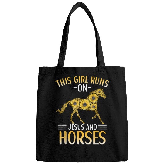 Christian This Girl Runs On Jesus And Horses Horse Lovers for Women Christ Bags