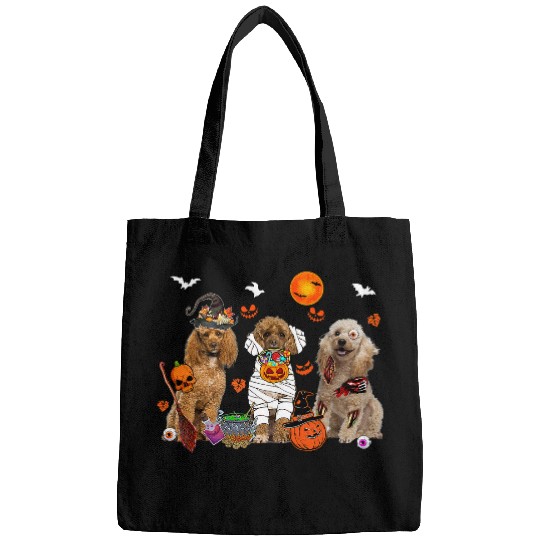 Poodles Three Poodle Dogs Witch Scary Mummy Halloween Zombie Lover Poodle dog Bags