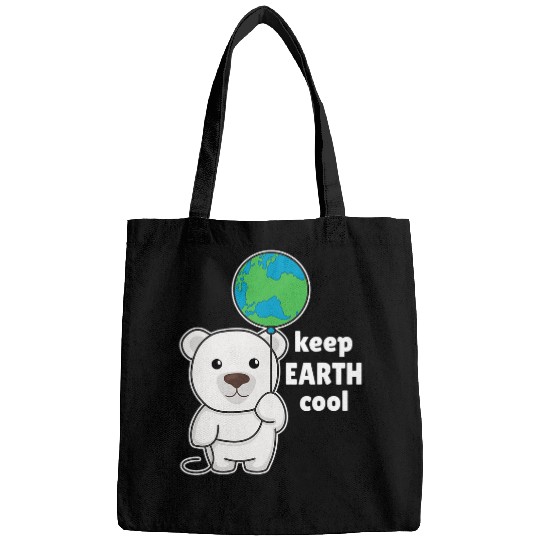 Funny Bear Polar Bear With Earth Climate Protection keeps earth cool Cute Bears Bags