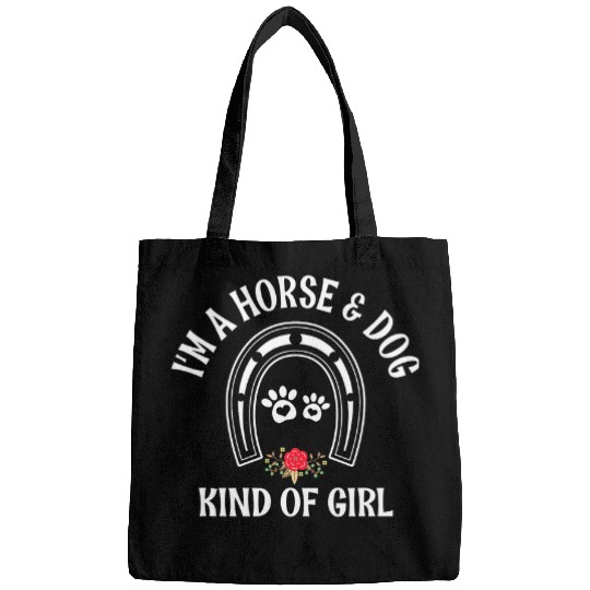 Im A Horse Dog Kind of Girl Cute Horseshoe Paw Prints Bags