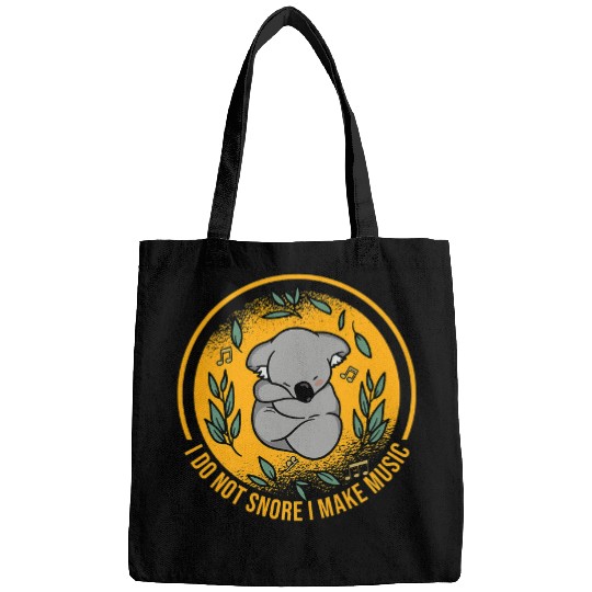 Funny Bear I Do Not Snore I Make Music Koala Bear Sleeping Musician1 Cute Bears Bags