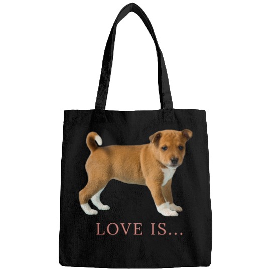 Dog Basenji Dog Mom Dad Love Puppy Cute Love is Tee Pet 663 Bags
